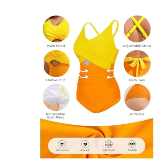 Women’s Plus Size Tummy Control Mesh Cutout Twist Front One Piece Bathing Suit - Picture 4 of 7